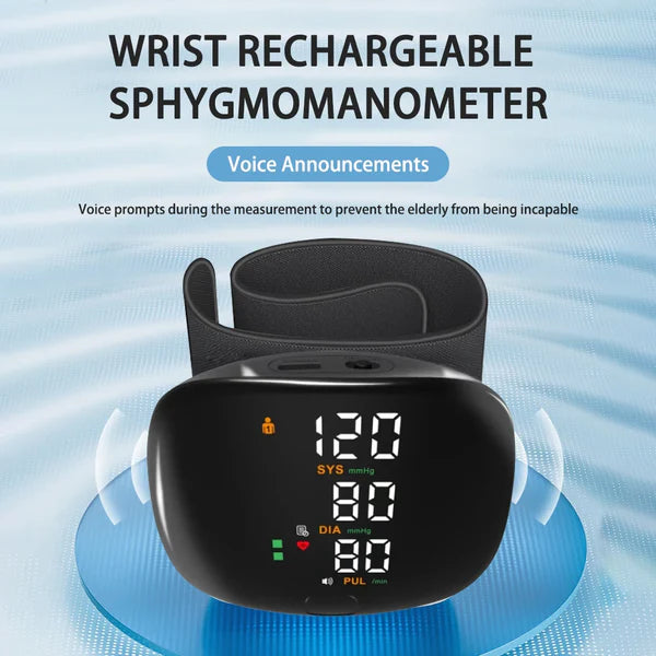 Automatic Digital Wrist Blood Pressure Monitor with Heart Rate Tracking and Smart Touch LCD Screen